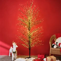Karaca Home New Year Shimmer Dekorative LED-Weihnachtsbaum Schwarz 180 cm
