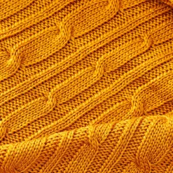 Karaca Home Ochre Cable Knit Throw Öko-Tex Zertifiziert