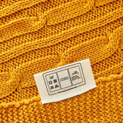 Karaca Home Ochre Cable Knit Throw Öko-Tex Zertifiziert