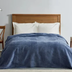 Karaca Home Sandra Doppel Fischgrätmuster-Decke, Indigo