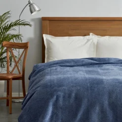 Karaca Home Sandra Doppel Fischgrätmuster-Decke, Indigo