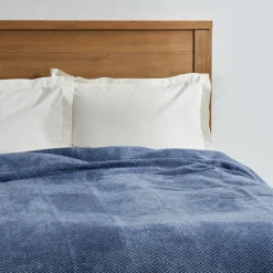 Karaca Home Sandra Doppel Fischgrätmuster-Decke, Indigo