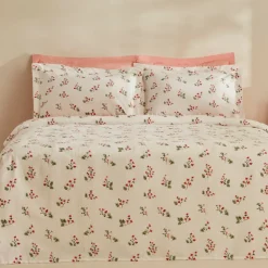 Karaca Home Silvie 100% Baumwolle Doppelbett Tagesdecke Set Rot