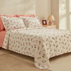 Karaca Home Silvie 100% Baumwolle Doppelbett Tagesdecke Set Rot