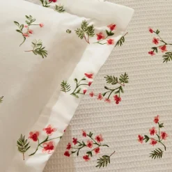 Karaca Home Silvie 100% Baumwolle Doppelbett Tagesdecke Set Rot