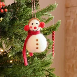 Karaca Home Weihnachten Schneemann mit Ohrenschützer Baumschmuck, 8x13 cm