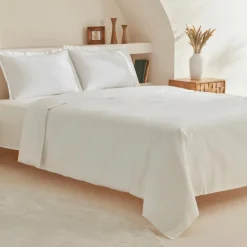 Karaca Home White Collection Lavin 100% Baumwolle Doppelbett Bettwäsche Set Weiß