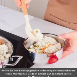 Karaca Induktions Stahl Kochgeschirr Set mit Gratis Vorratsbehälter, 13 Teilig