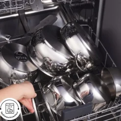 Karaca Induktions Stahl Kochgeschirr Set mit Gratis Vorratsbehälter, 13 Teilig