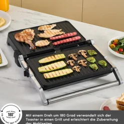 Karaca Inox Toastmate Grill 6 Scheiben Kapazität Zeit einstellbar Gusseisen Platte Grill und Toaster 2000W