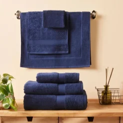 Karaca Joey Handtuch aus Egyptian Baumwolle, Dunkelblau, 50x100 cm