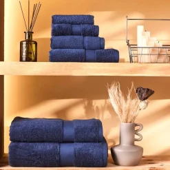 Karaca Joey Handtuch aus Egyptian Baumwolle, Dunkelblau, 50x100 cm