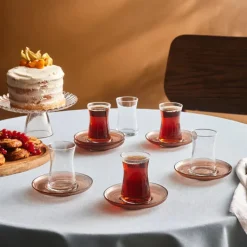 Karaca Juliet Mocha Mousse 12-teiliges Teegläser-Set für 6 Personen, 170 ml