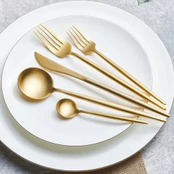 Karaca Jupiter Matte Gold 60-teiliges Besteck für 12 Personen mit Boxed