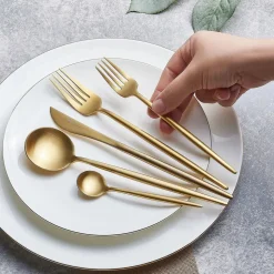 Karaca Jupiter Matte Gold 60-teiliges Besteck für 12 Personen mit Boxed