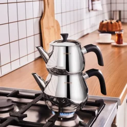 Karaca Kayra Schwarze Turkisches Teekannen-Set