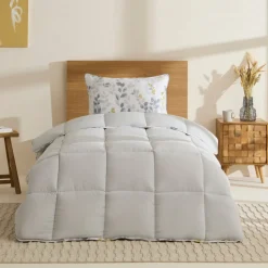 Karaca Leaf Graues Einzel Comforter Set 155x220+50x70