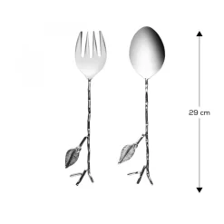 Karaca Leaf Servierbesteck Silber-Gold – Löffel- und Gabelset