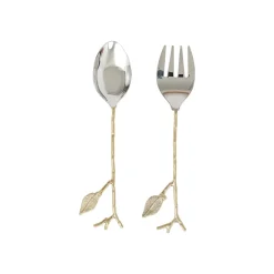 Karaca Leaf Servierlöffel und Gabel Set Gold