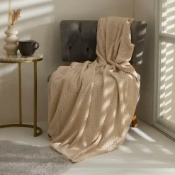 Karaca Leaves Ecru Welsoft TV Decke 130x150