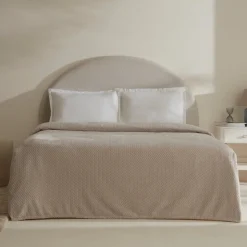 Karaca Leaves Graue Doppelbettdecke 200x220