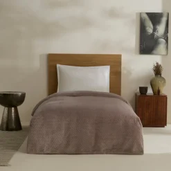 Karaca Leaves Steingrau Doppelbettdecke 200x220