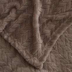 Karaca Leaves Steingrau Einzelbettdecke 150x200