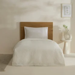 Karaca Leaves Weiße Einzelbettdecke 150x200