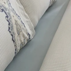 Karaca Lemy Bettwäsche-Set aus 100 % Baumwoll-Satin, Einzelbett, Blau