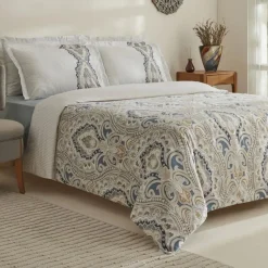 Karaca Lemy Doppel Bettwäscheset 100% Baumwoll-Satin Blau 200x220 Cm