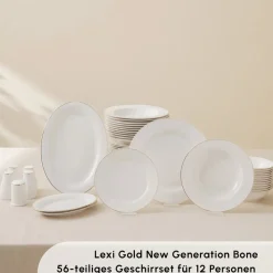 Karaca Lexi Gold 56-teiliges Tafelgeschirr-Set für 12 Personen