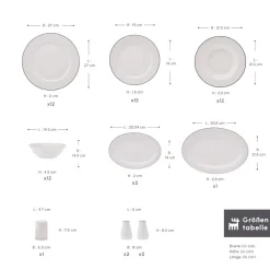 Karaca Lexi Platin 56-teiliges Tafelgeschirr-Set für 12 Personen aus Porzellan