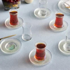 Karaca Lily 12-teiliges Türkisches Teeset für 6 Personen, 170 ml, Luster