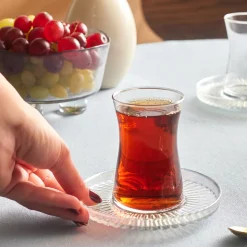 Karaca Lily 12-teiliges Türkisches Teeset für 6 Personen, 170 ml, Luster