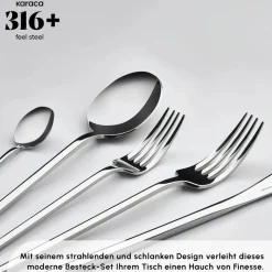 Karaca Look 316+ Stahl 84-teiliges Premium Besteckset für 12 Personen