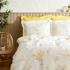 Karaca Loretta 100% Baumwolle Doppelbett Bettwäsche Set, Gelb