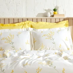 Karaca Loretta 100% Baumwolle Doppelbett Bettwäsche Set, Gelb