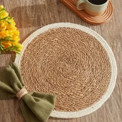 Karaca Luka Tischset aus Seegras und Jute, 37 cm, Ekru