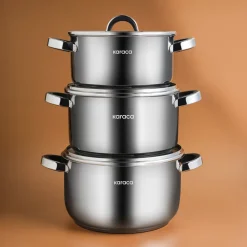 Karaca Magnus XLarge 6-teiliges Edelstahl-Topfset mit Induktionsboden