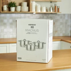 Karaca Magnus XLarge 6-teiliges Edelstahl-Topfset mit Induktionsboden