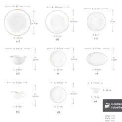 Karaca Marcelo Gold Geschirr und Frühstücks Set, 88 Teilig