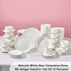 Karaca Marcelo Weiß Geschirr und Frühstücks Set, 88 Teilig