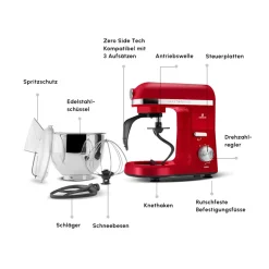 Karaca Mastermaid Chef Pro Doppelarm Küchenchef Imperial Rot, 5L, 1500W