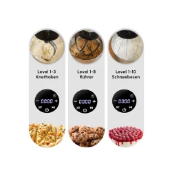 Karaca Mastermaid Chef Ultra D2000W Küchenmaschine mit Digitaldisplay Galaxy Grey 7L