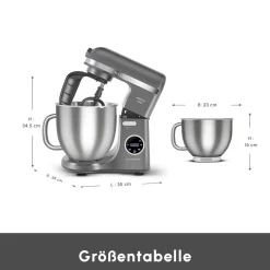 Karaca Mastermaid Chef Ultra D2000W Küchenmaschine mit Digitaldisplay Galaxy Grey 7L