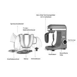 Karaca Mastermaid Chef Ultra D2000W Küchenmaschine mit Digitaldisplay Galaxy Grey 7L