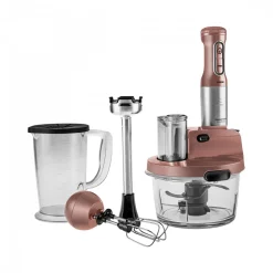 Karaca Mastermaid Küchenroboter aus Stahlglas, Langer Mixer 8 ın 1, 2500 W, Rosegold