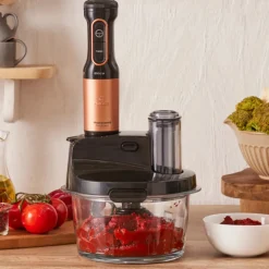 Karaca Mastermaid Küchenroboter aus Stahlglas, Langer Mixer 8 ın 1, 2500 W, Black Copper