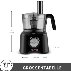 Karaca Mastermaid Power Max 11 in 1 Küchenroboter, Schwarz-Silber Matt, 2500 W