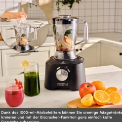 Karaca Mastermaid Power Max 11 in 1 Küchenroboter, Schwarz-Silber Matt, 2500 W